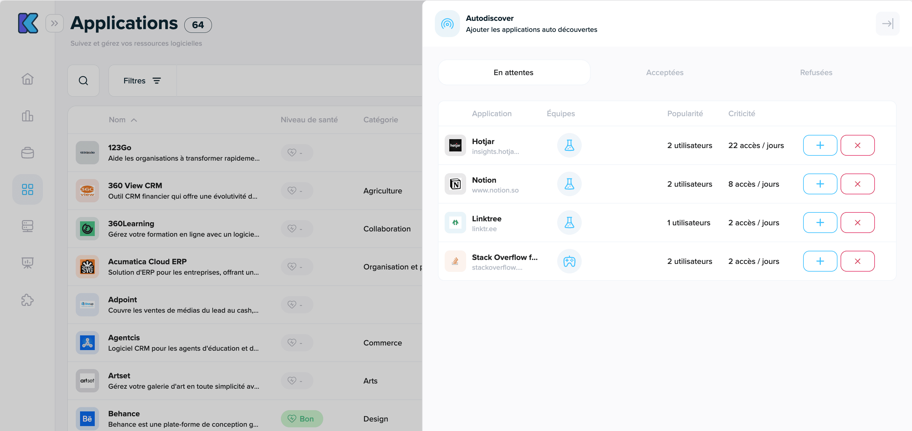 Auto-discovery of applications in Kabeen
